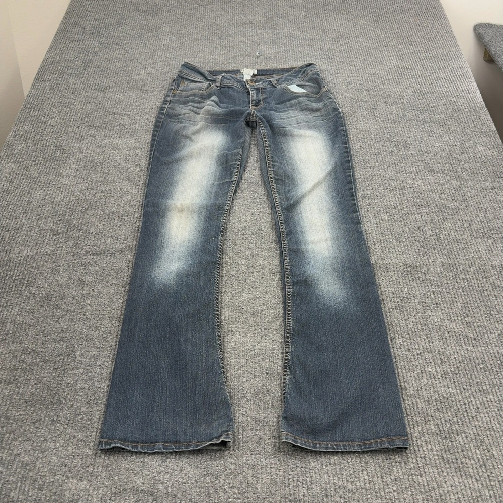 Mudd Jeans Womens 9 Blue Cotton Blend Embroidered Pocket Bootcut Y2K‎ Style